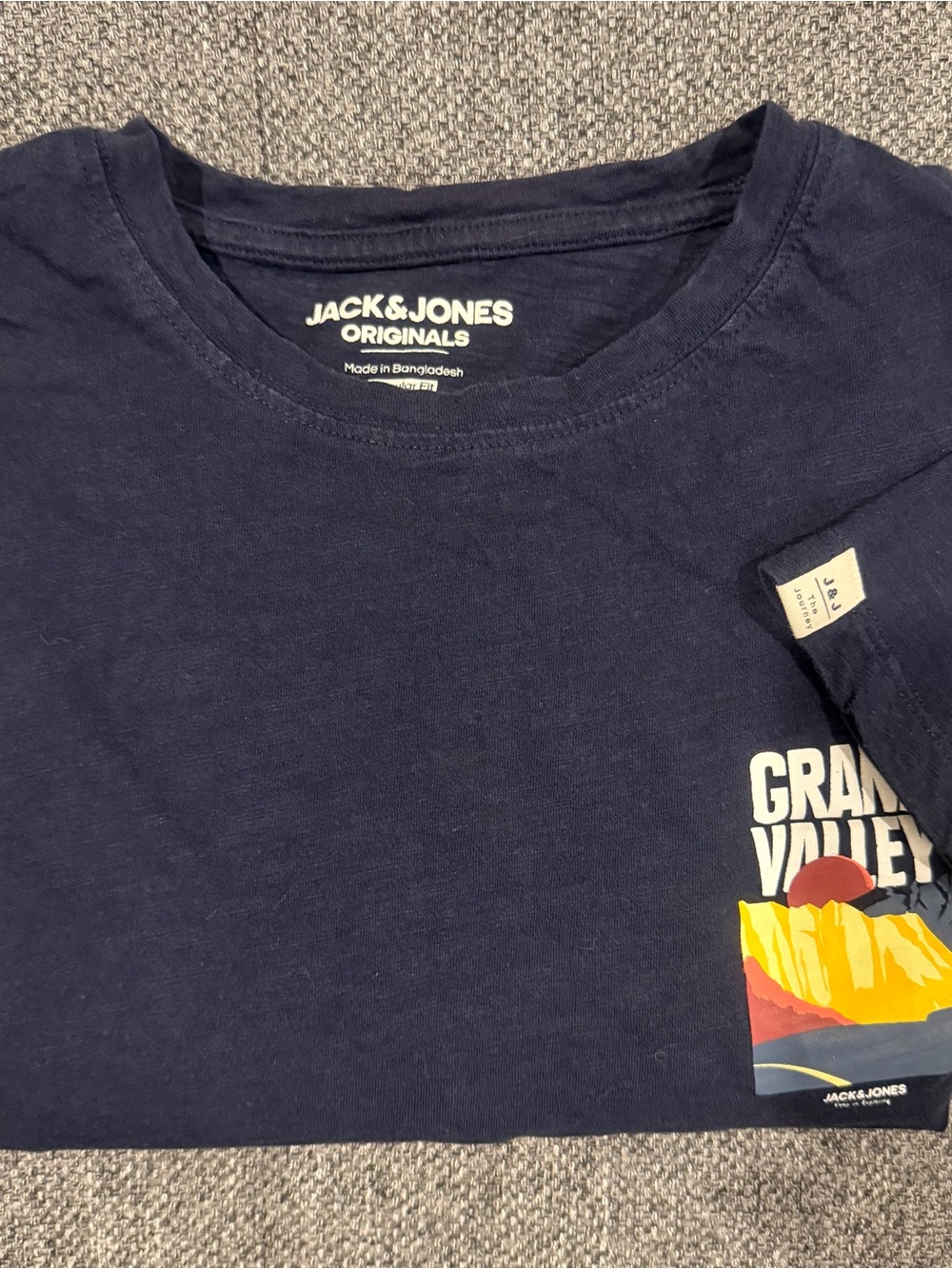 Jack & Jones Navy Short Sleeve Tee with Colorful Valley Graphic